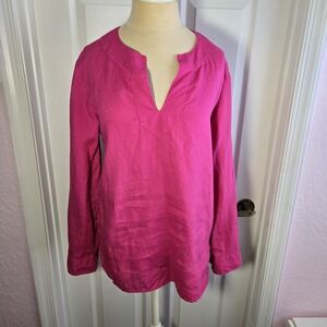 Lauren Ralph Lauren Pink 100% Linen Long Sleeve Tunic Women's Size‎ Medium